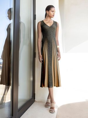Vestido midi bicolor de lúrex AGGEL