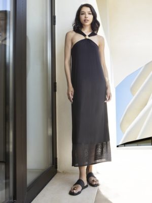 Vestido midi con detalles de punto AGGEL