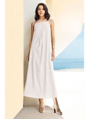 Vestido midi arrugado con detalles de punto AGGEL