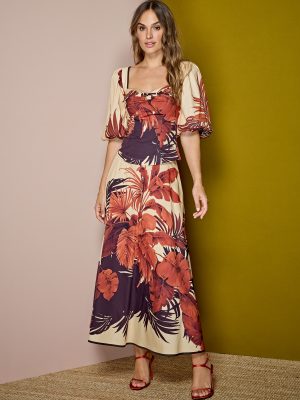 Falda midi estampado tropical invitada ALBA CONDE