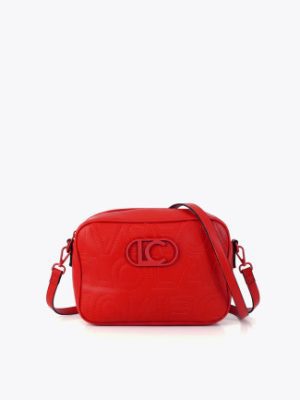 Bandolera pespuntes monograma coral LOLA CASADEMUNT