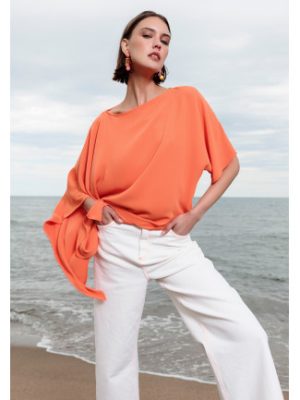 Blusa capa con manga caída naranja LOLA CASADEMUNT