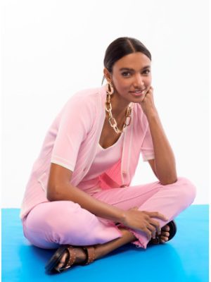 Cardigan manga corta punto rosa LOLA CASADEMUNT