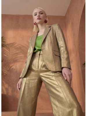 Pantalón de corte recto metalizado LOLA CASADEMUNT