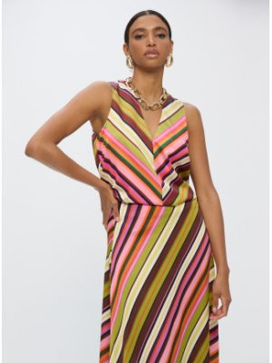 Falda satinada print multirayas LOLA CASADEMUNT