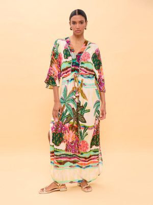 Vestido largo mangas anchas estampado palmeras LOLA CASADEMUNT