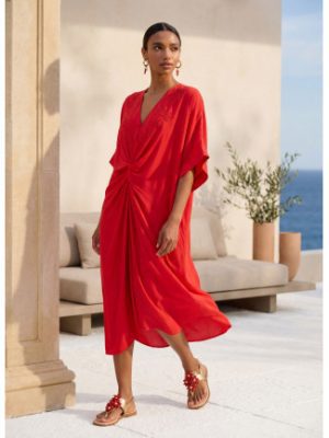 Vestido rojo midi anudado LOLA CASADEMUNT