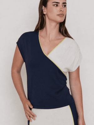 Top Intarsia marino y lima WNT collection