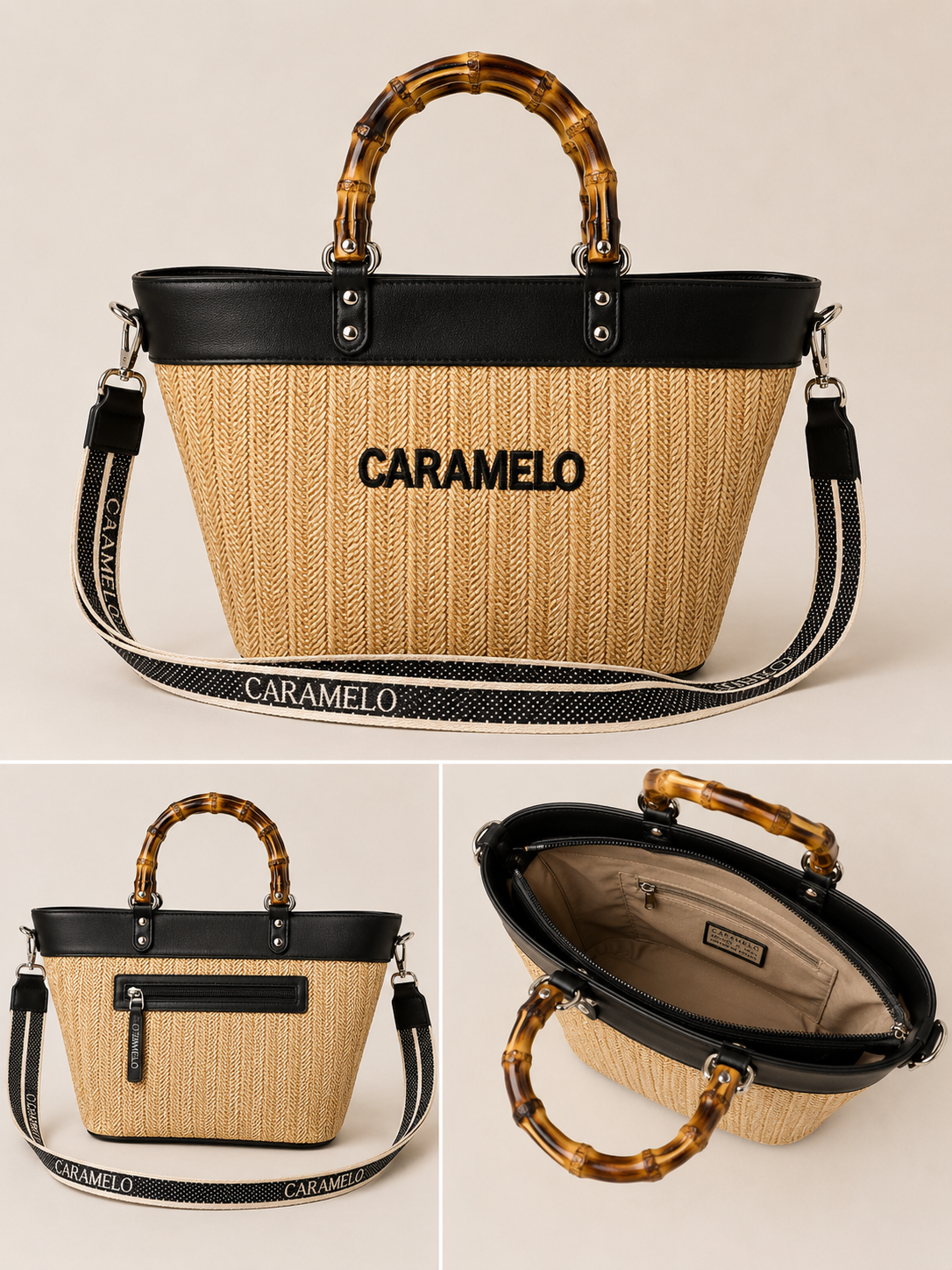 Capazo rafia beige CARAMELO