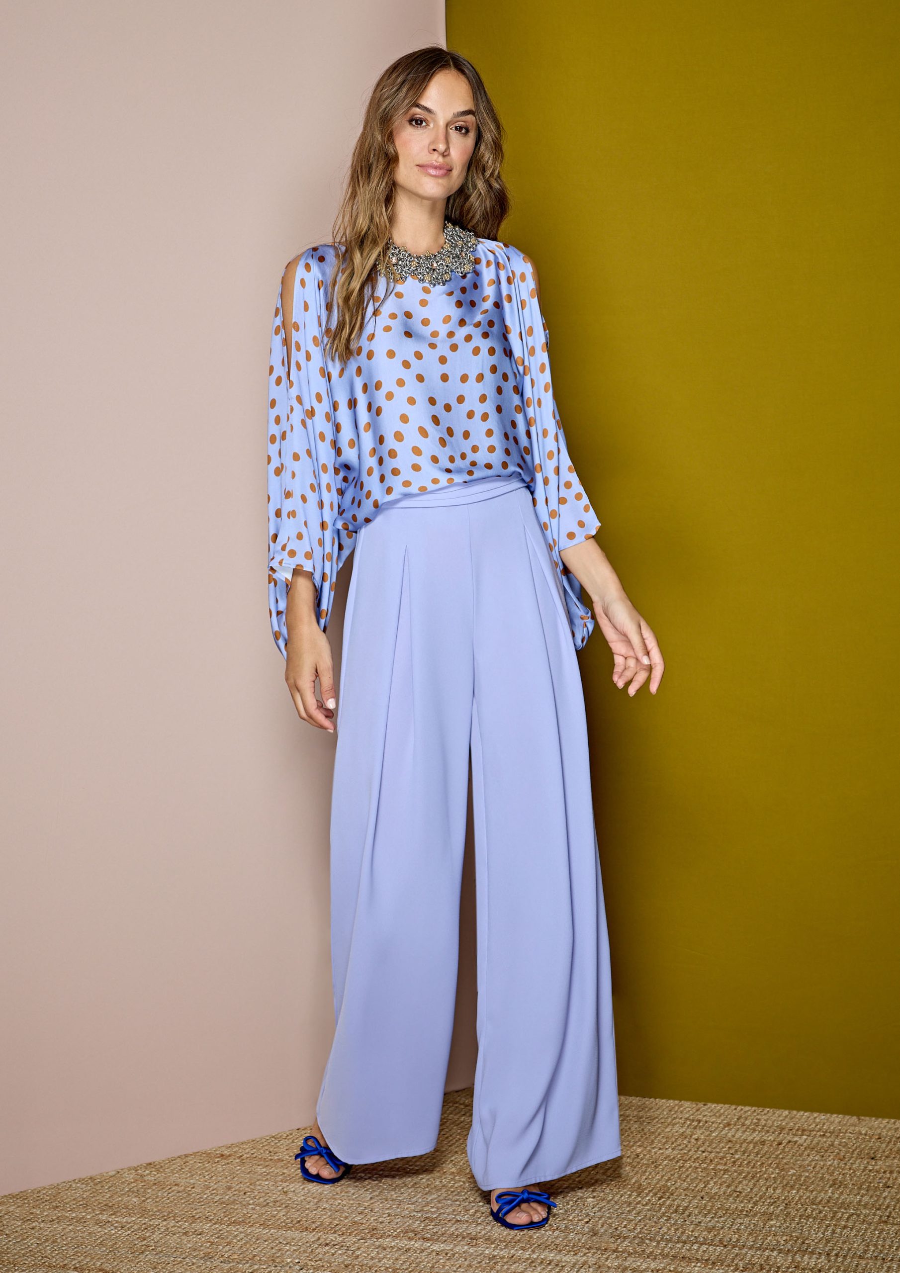 Pantalón de vestir malva pliegues ALBA CONDE
