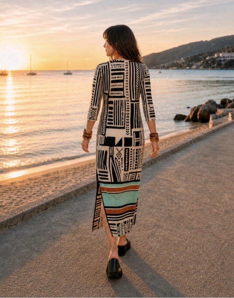 Vestido etnico negro PAROLE ITALY