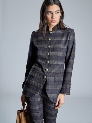 Chaqueta de cuadros azul marino con botones ALBA CONDE