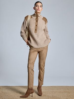 Pantalón efecto ante beige ALBA CONDE