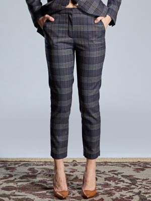 Pantalón azul marino de cuadros semientallado ALBA CONDE