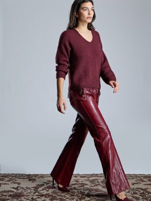 Pantalón granate efecto piel ALBA CONDE