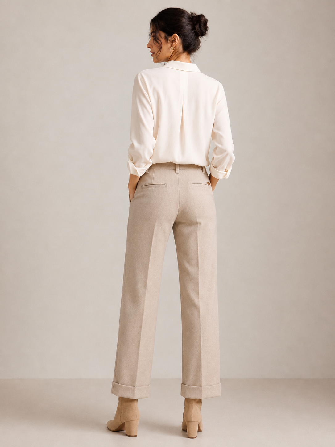 Pantalón granulado blanco roto WALTRON