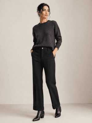 Pantalón granulado con vuelta negro WALTRON