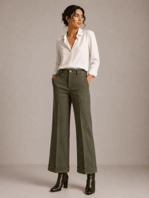 Pantalon granulado verde con vuelta WALTRON