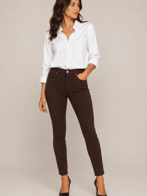 Pantalon pitillo punto marrón WALTRON