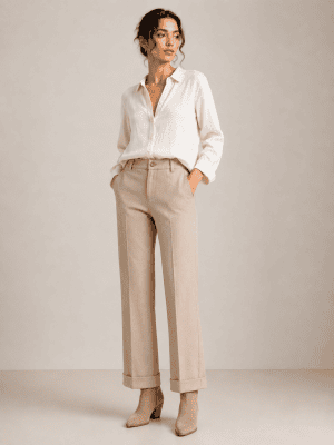 Pantalón granulado blanco roto WALTRON