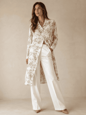 Kimono bordado oro con pantalón SANI BLUE