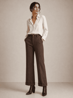 Pantalon granulado marron con vuelta WALTRON