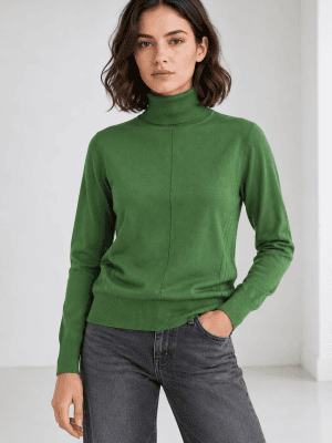 Jersey cuello cisne verde hoja WNT Collection