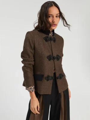Chaqueta espiga marrón negro VILAGALLO