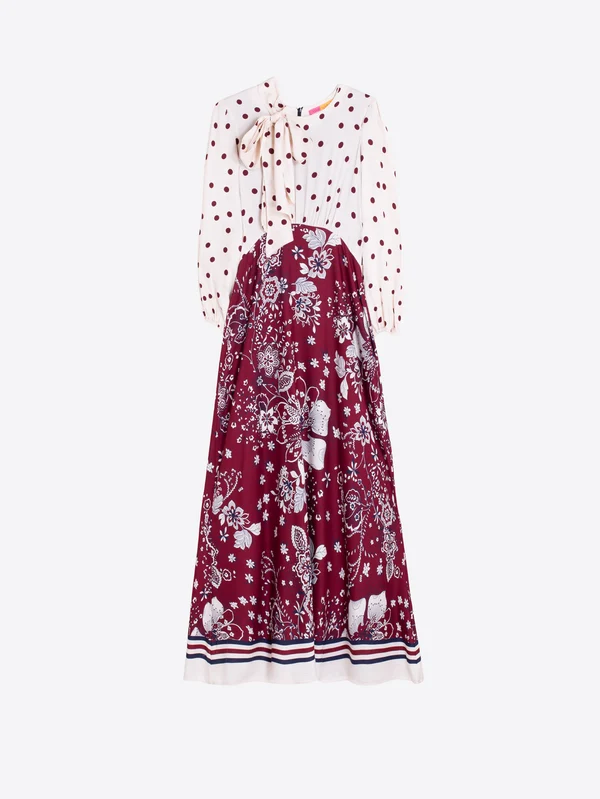 Vestido largo flor estrella burdeos VILAGALLO
