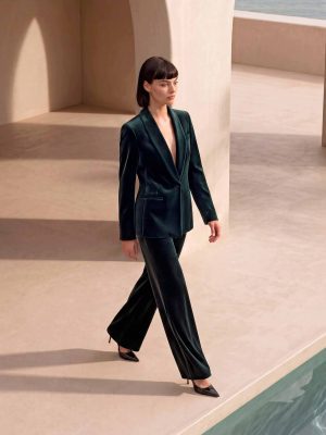 Traje de chaqueta terciopelo verde CARLA RUIZ