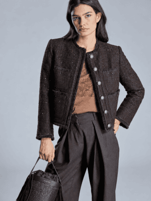 Chaqueta estilo Chanel marrón ALBA CONDE