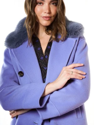 Chaquetón malva cuello pelo CIVIT