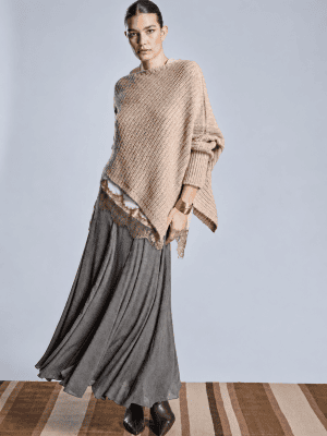 Falda larga gris con pliegues ALBA CONDE