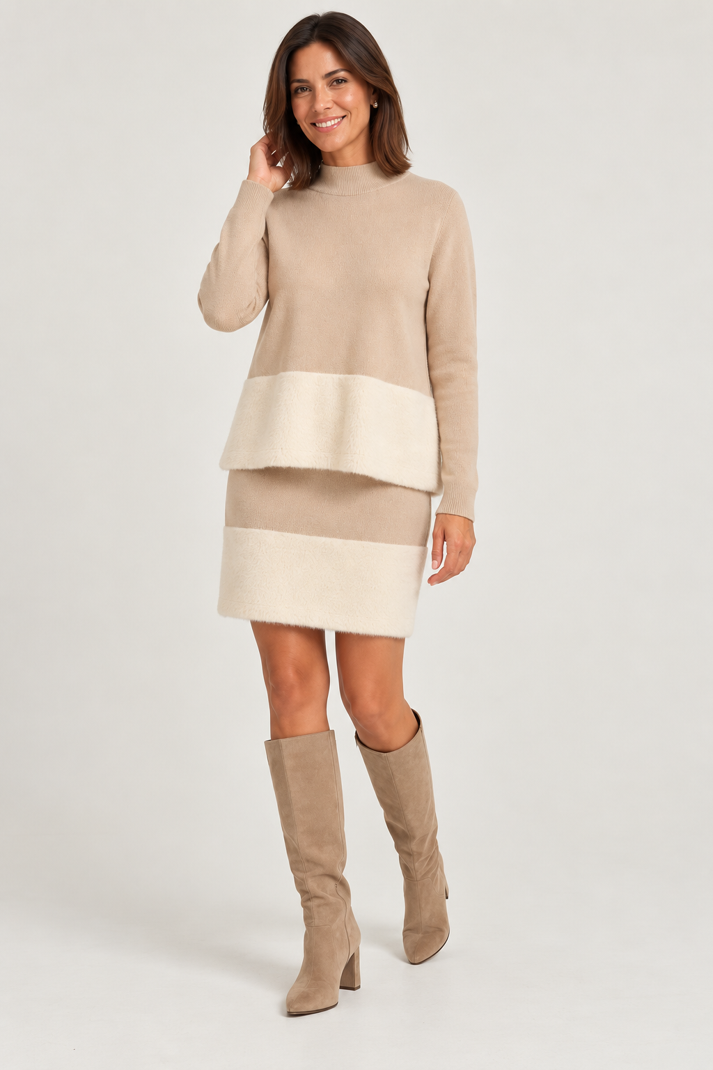 Conjunto falda y jersey dos texturas WNT Collection