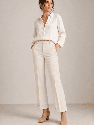Pantalón granulado blanco roto WALTRON