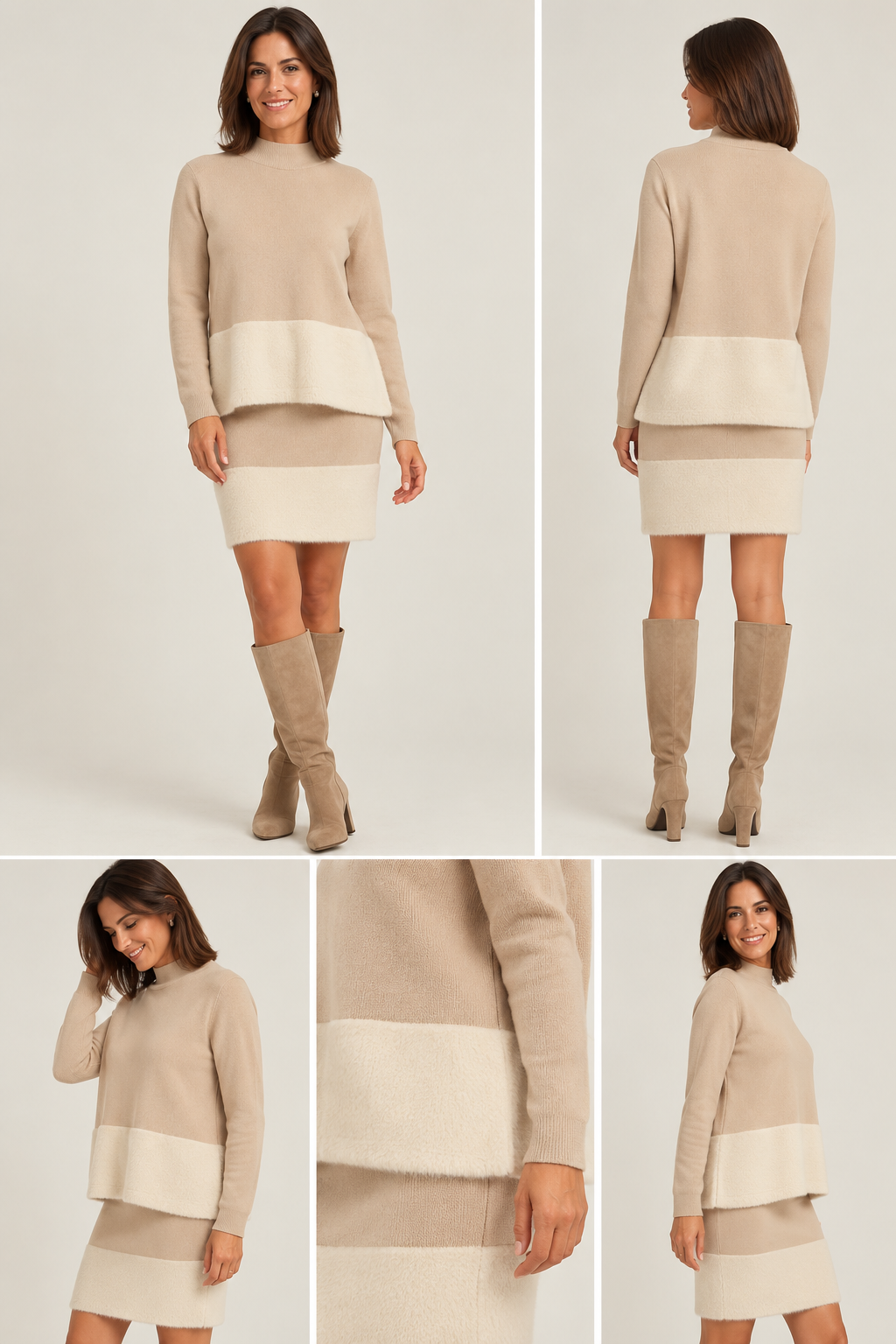 Conjunto falda y jersey dos texturas WNT Collection
