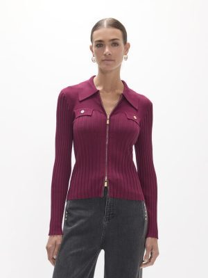 Cardigan tapetas bolsillos burdeos LOLA CASADEMUNT