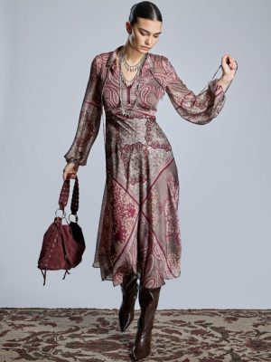 Vestido estampado cachemires burdeos ALBA CONDE
