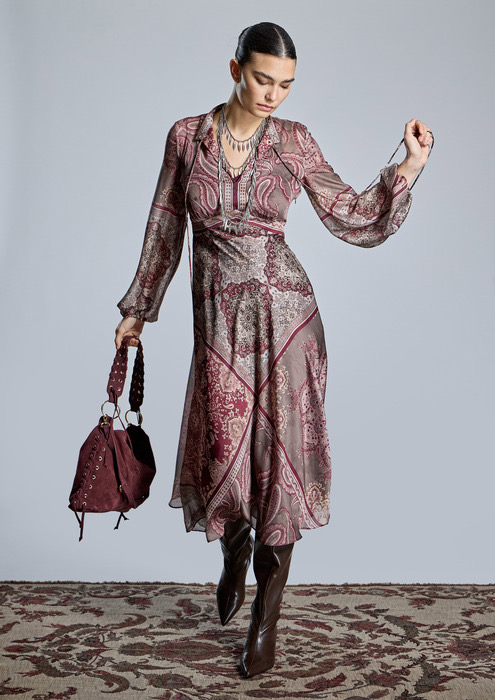 Vestido estampado cachemires burdeos ALBA CONDE