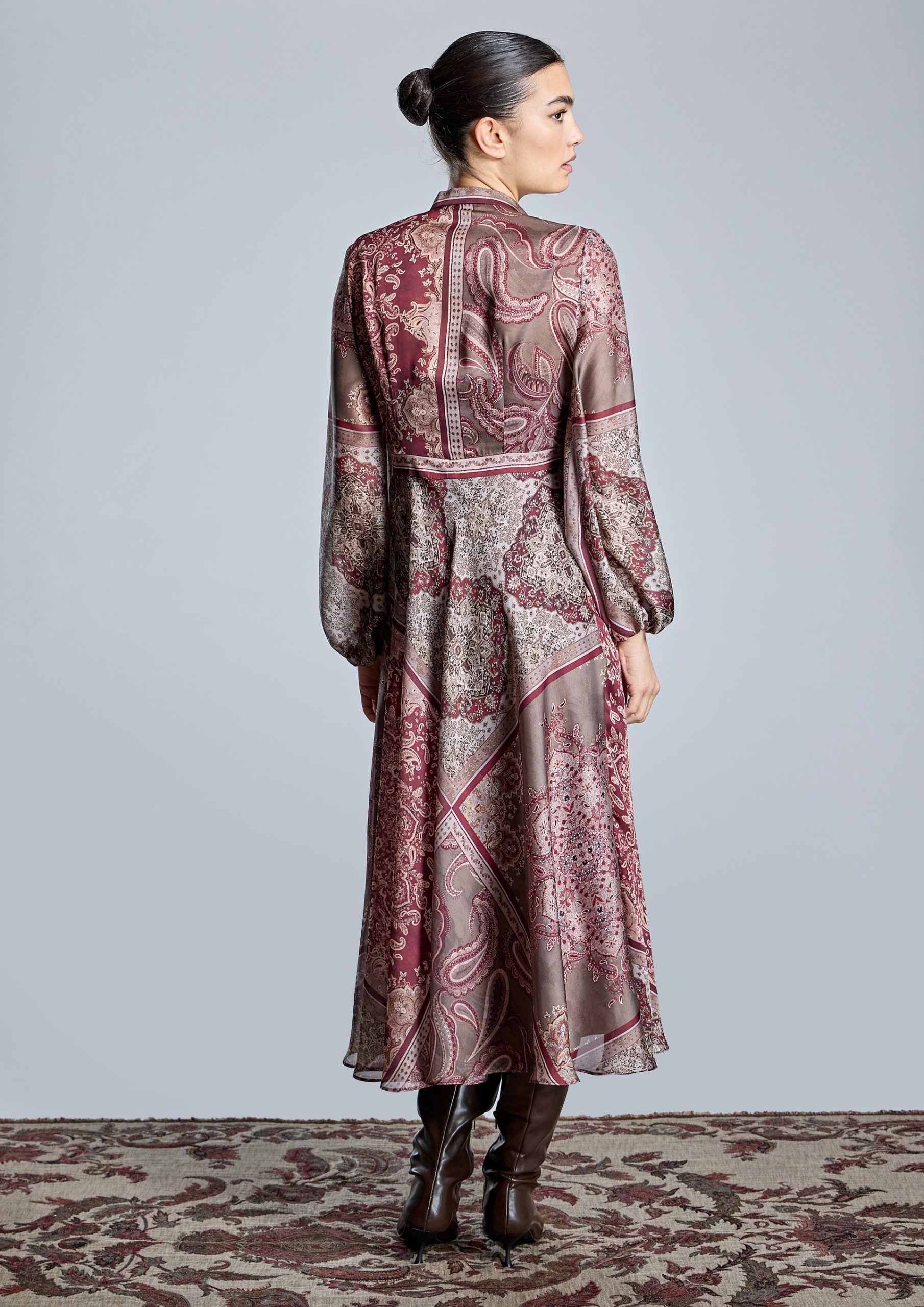 Vestido estampado cachemires burdeos ALBA CONDE