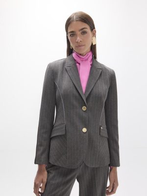 Americana recta raya diplomatica gris LOLA CASADEMUNT
