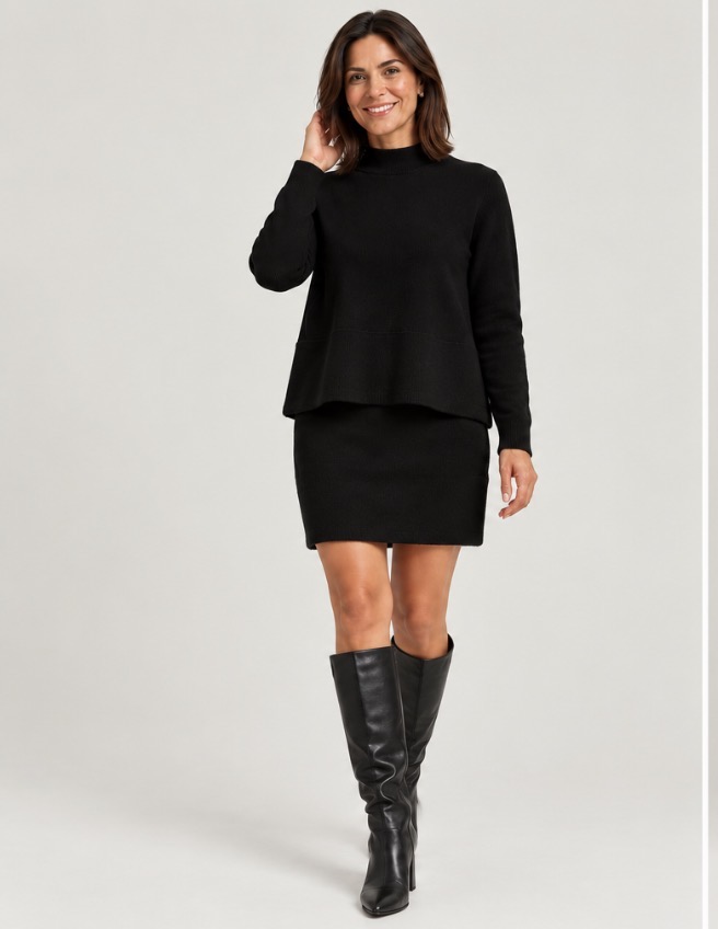 Conjunto falda y jersey dos texturas WNT Collection