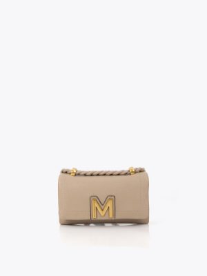 Bandolera con solapa asa larga trenzada beige LOLA CASADEMUNT