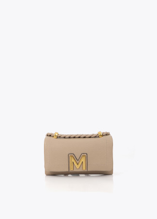 Bandolera con solapa asa larga trenzada beige LOLA CASADEMUNT