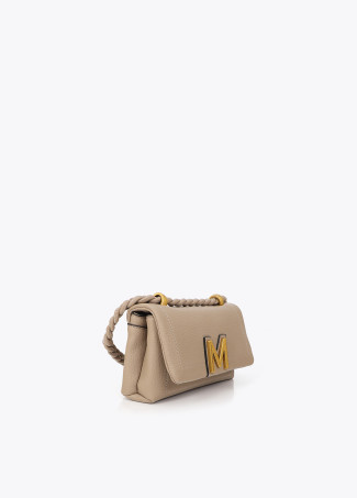Bandolera con solapa asa larga trenzada beige LOLA CASADEMUNT