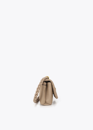 Bandolera con solapa asa larga trenzada beige LOLA CASADEMUNT