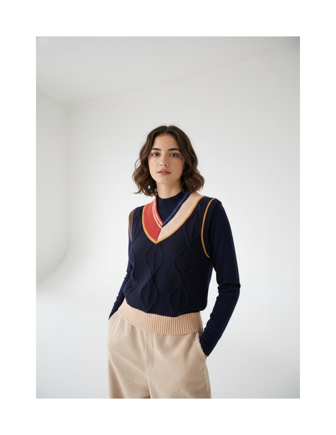 Chaleco Tenis Trenzas Marino WNT Collection