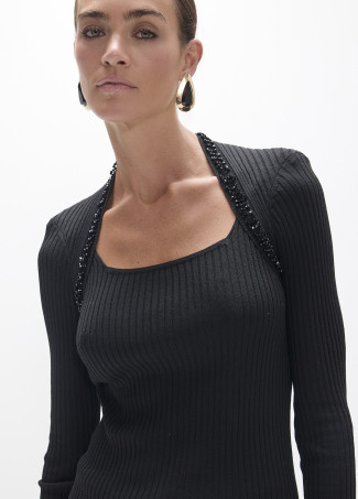 Jersey negro con pedreria LOLA CASADEMUNT