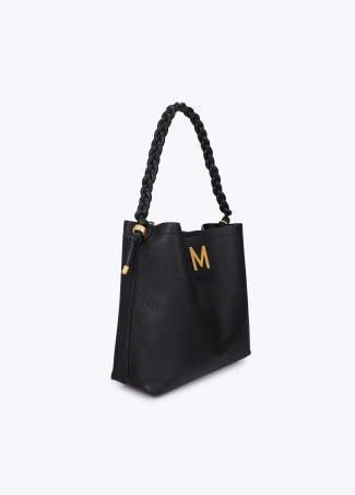 Shopper detalle trenzas frontal negro LOLA CASADEMUNT