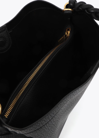 Shopper detalle trenzas frontal negro LOLA CASADEMUNT